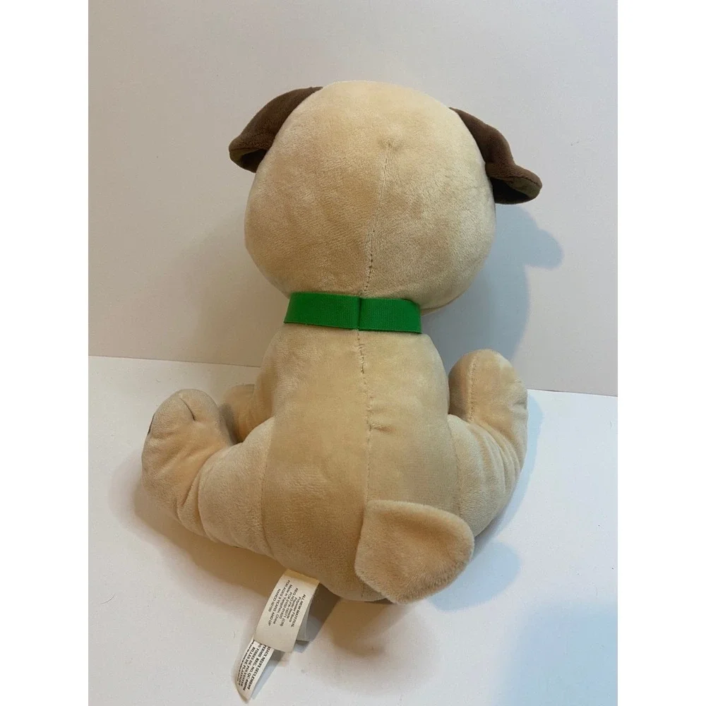 Nanco Plush Pug Dog Puppy Stuffed Animal Toy Green Eyes 12 Inches